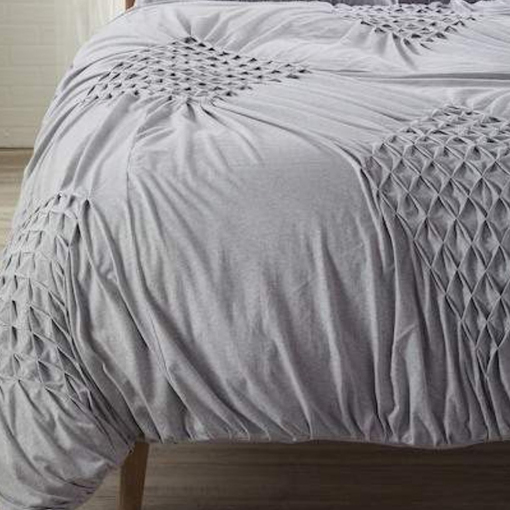🔥🔥 Nordstrom at Home Smocked Diamond Jersey King Duvet - Grey Heather